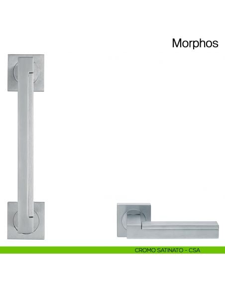 Maniglione per porta Morphos Manital con rosette cromato satinato