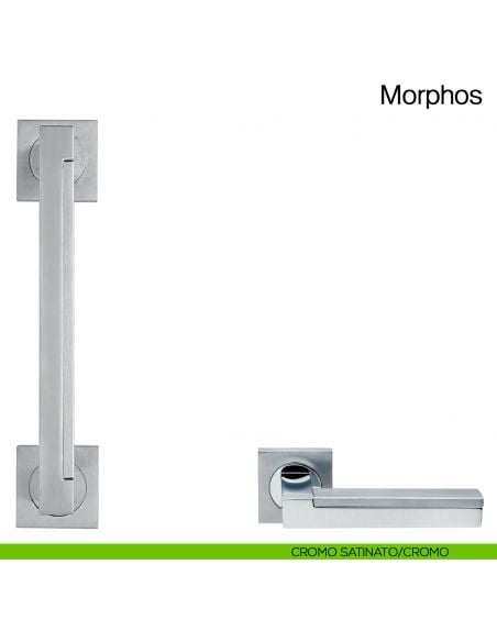 Maniglione per porta Morphos Manital con rosette cromato satinato/cromato