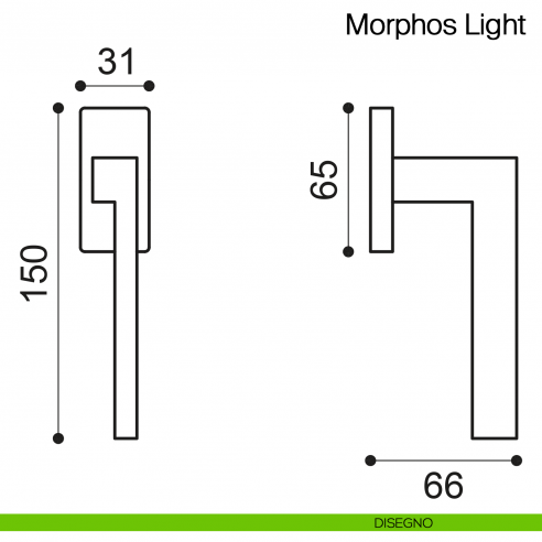 Maniglia martellina DK per finestra Morphos Light Manital disegno