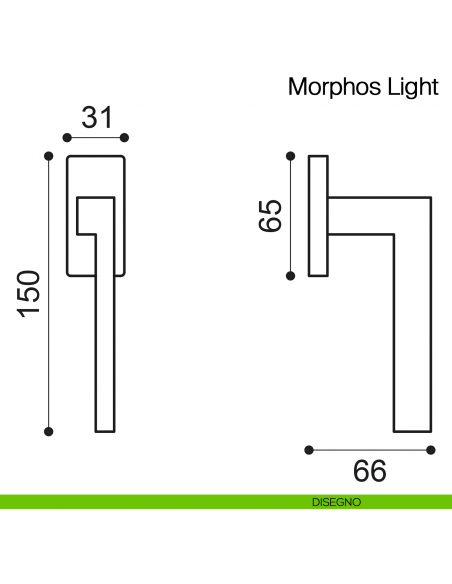 Maniglia martellina DK per finestra Morphos Light Manital disegno