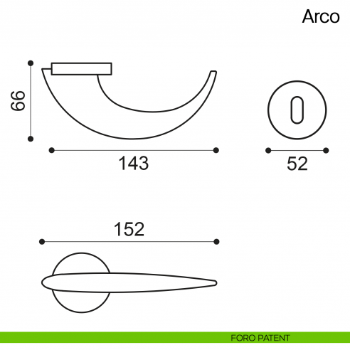 Maniglia per porta Arco Manital foro patent