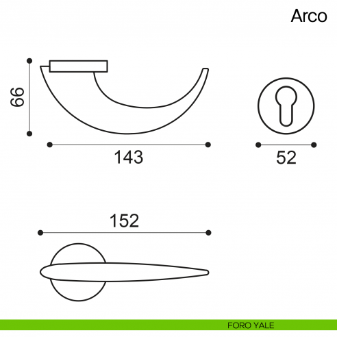 Maniglia per porta Arco Manital foro yale