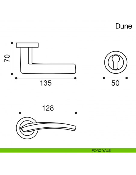 Maniglia per porta Dune Manital foro yale
