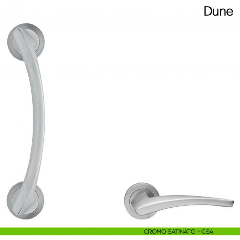 Maniglione per porta Dune Manital con rosette cromato satinato