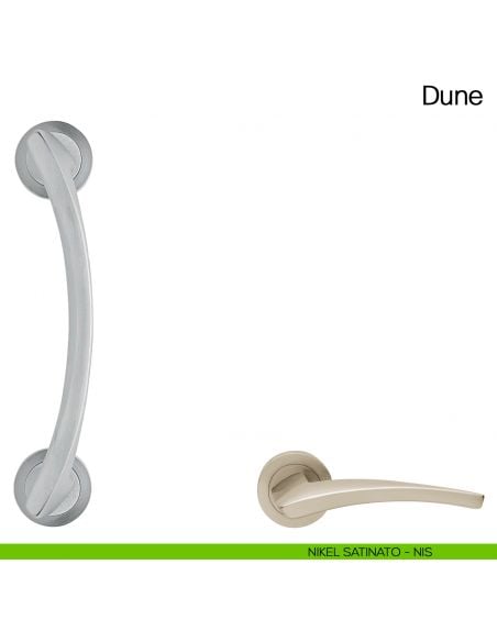 Maniglione per porta Dune Manital con rosette nikel satinato
