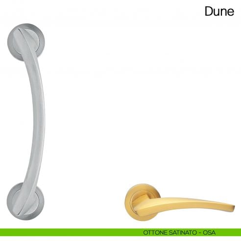 Maniglione per porta Dune Manital con rosette ottone satinato