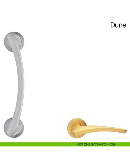 Maniglione per porta Dune Manital con rosette ottone satinato