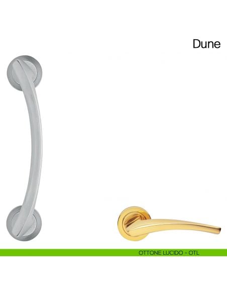 Maniglione per porta Dune Manital con rosette ottone lucido