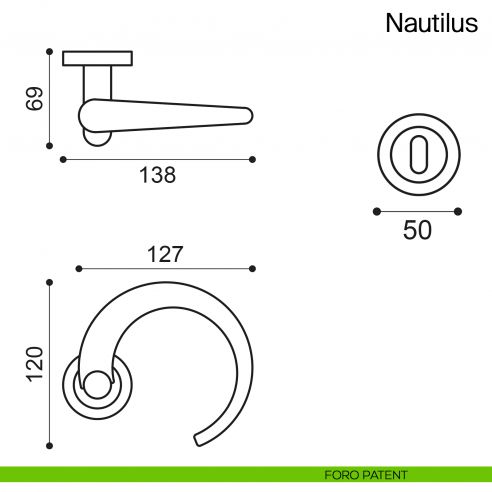 Maniglia per porta Nautilus Manital foro patent