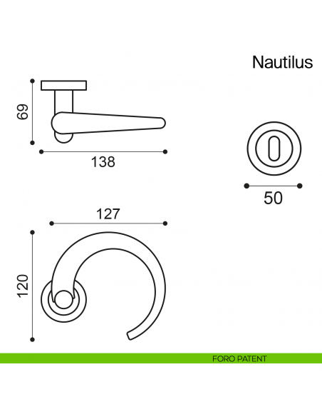 Maniglia per porta Nautilus Manital foro patent