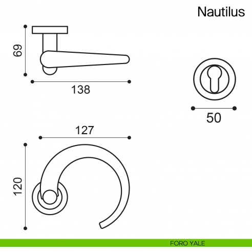 Maniglia per porta Nautilus Manital foro yale