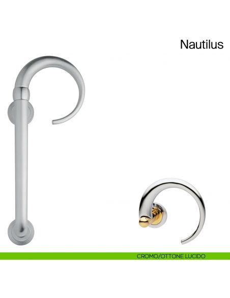 Maniglione per porta Nautilus Manital con rosette cromato/ottone lucido