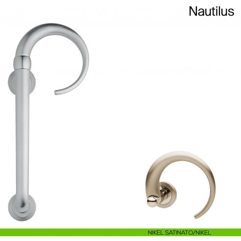 Maniglione per porta Nautilus Manital con rosette nikel satinato/nikel