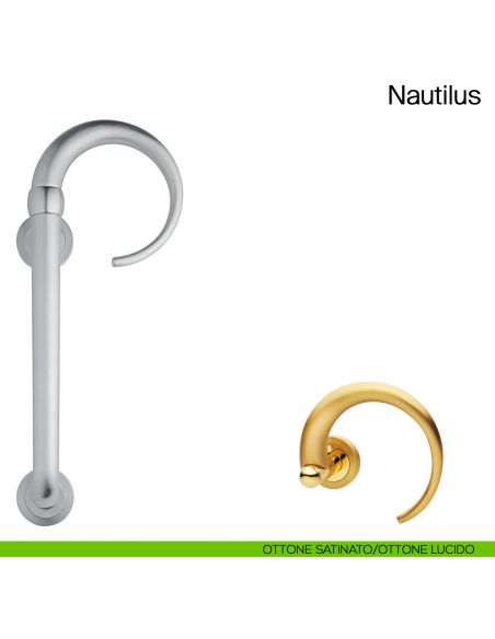 Maniglione per porta Nautilus Manital con rosette ottone satinato/ottone lucido