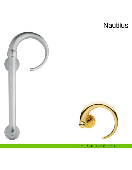 Maniglione per porta Nautilus Manital con rosette ottone lucido