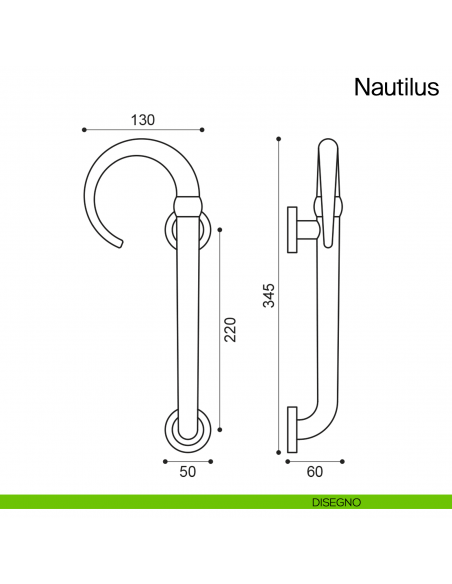 Maniglione per porta Nautilus Manital con rosette disegno sinistro