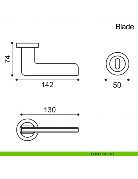 Maniglia per porta Blade Manital foro patent
