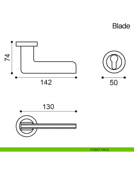 Maniglia per porta Blade Manital foro yale