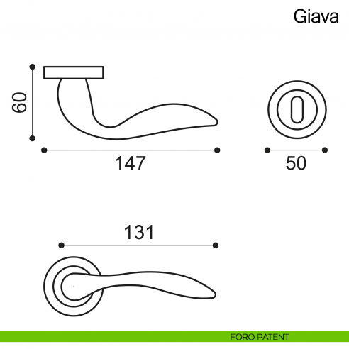 Maniglia per porta Giava Manital foro patent