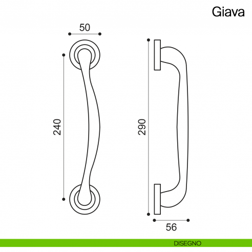 Maniglione per porta Giava Manital con rosette disegno