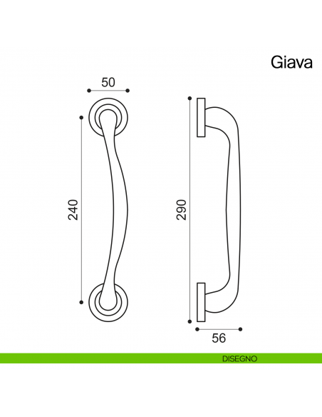 Maniglione per porta Giava Manital con rosette disegno