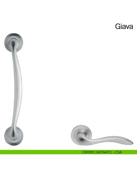 Maniglione per porta Giava Manital con rosette cromato satinato