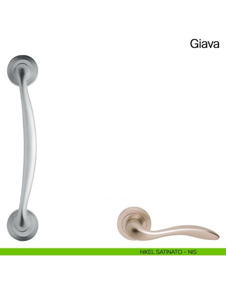 Maniglione per porta Giava Manital con rosette nikel satinato