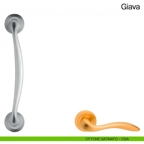 Maniglione per porta Giava Manital con rosette ottone satinato