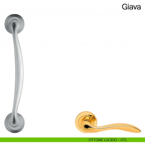 Maniglione per porta Giava Manital con rosette ottone lucido