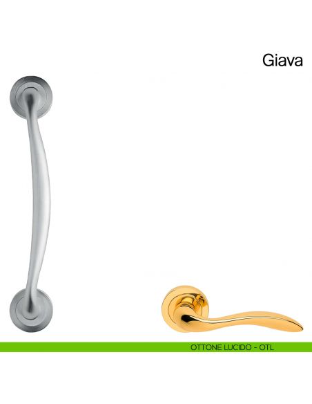 Maniglione per porta Giava Manital con rosette ottone lucido