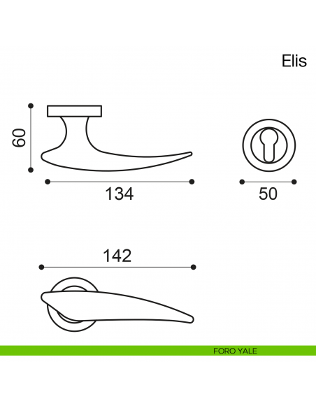 Maniglia per porta Elis Manital foro yale
