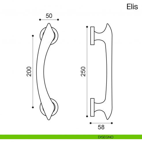 Maniglione per porta Elis Manital con rosette disegno