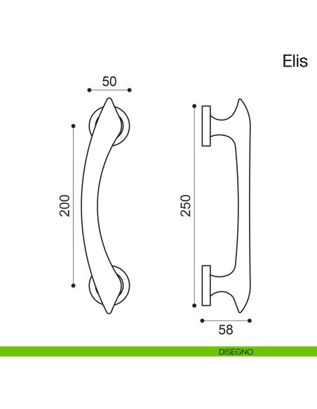 Maniglione per porta Elis Manital con rosette disegno