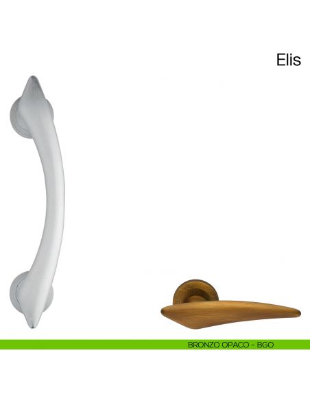 Maniglione per porta Elis Manital con rosette bronzo opaco