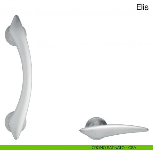 Maniglione per porta Elis Manital con rosette cromato satinato