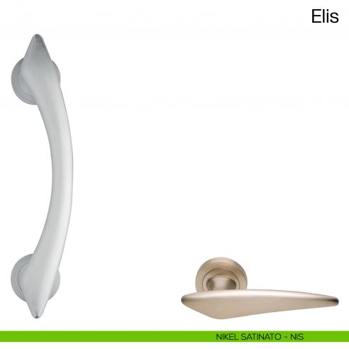 Maniglione per porta Elis Manital con rosette nikel satinato
