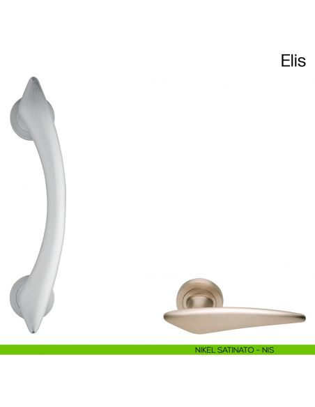 Maniglione per porta Elis Manital con rosette nikel satinato