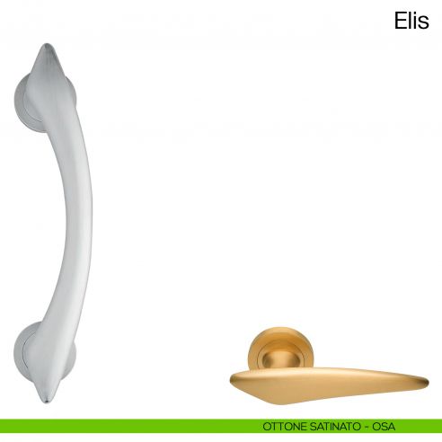 Maniglione per porta Elis Manital con rosette ottone satinato