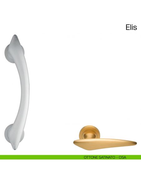 Maniglione per porta Elis Manital con rosette ottone satinato