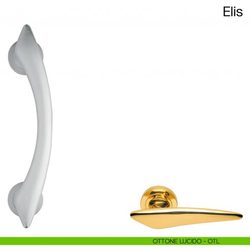 Maniglione per porta Elis Manital con rosette ottone lucido