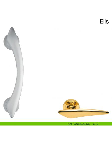 Maniglione per porta Elis Manital con rosette ottone lucido