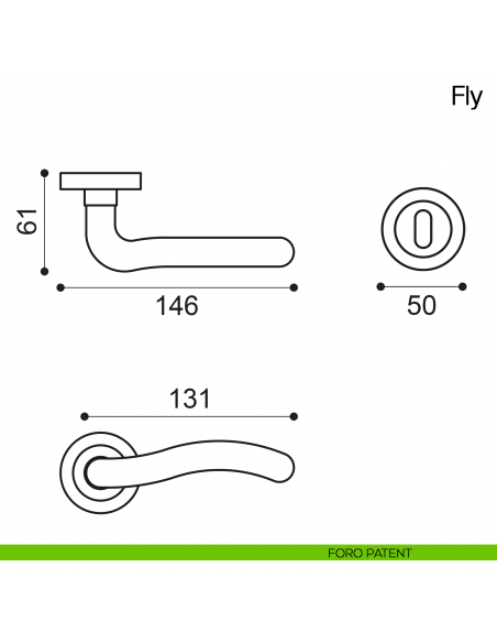 Maniglia per porta Fly Manital foro patent