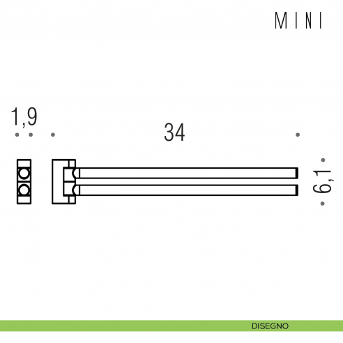 Porta salvietta doppio a snodo Colombo Design Mini B4012 disegno