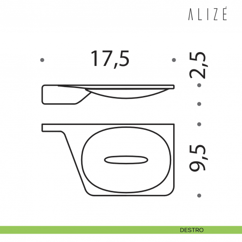 Porta sapone Colombo Design Alizè disegno destro