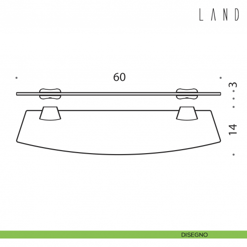 Mensola Colombo Design Land 60 cm disegno