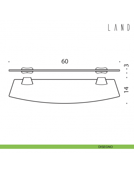 Mensola Colombo Design Land 60 cm disegno