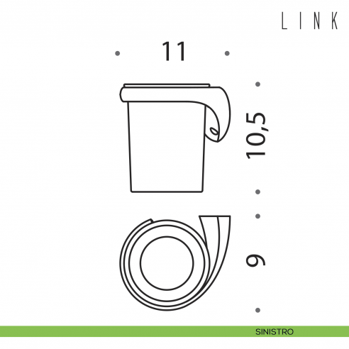 Porta bicchiere Colombo Design Link disegno sinistro