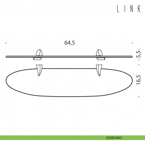Mensola Colombo Design Link 64 cm disegno