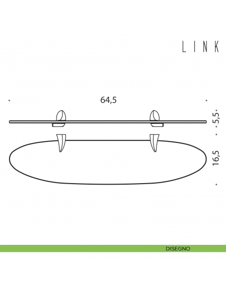 Mensola Colombo Design Link 64 cm disegno