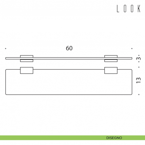 Mensola Colombo Design Look 60 cm disegno